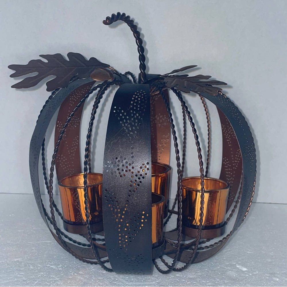 Rustic Bronze Pumpkin Candle Holder